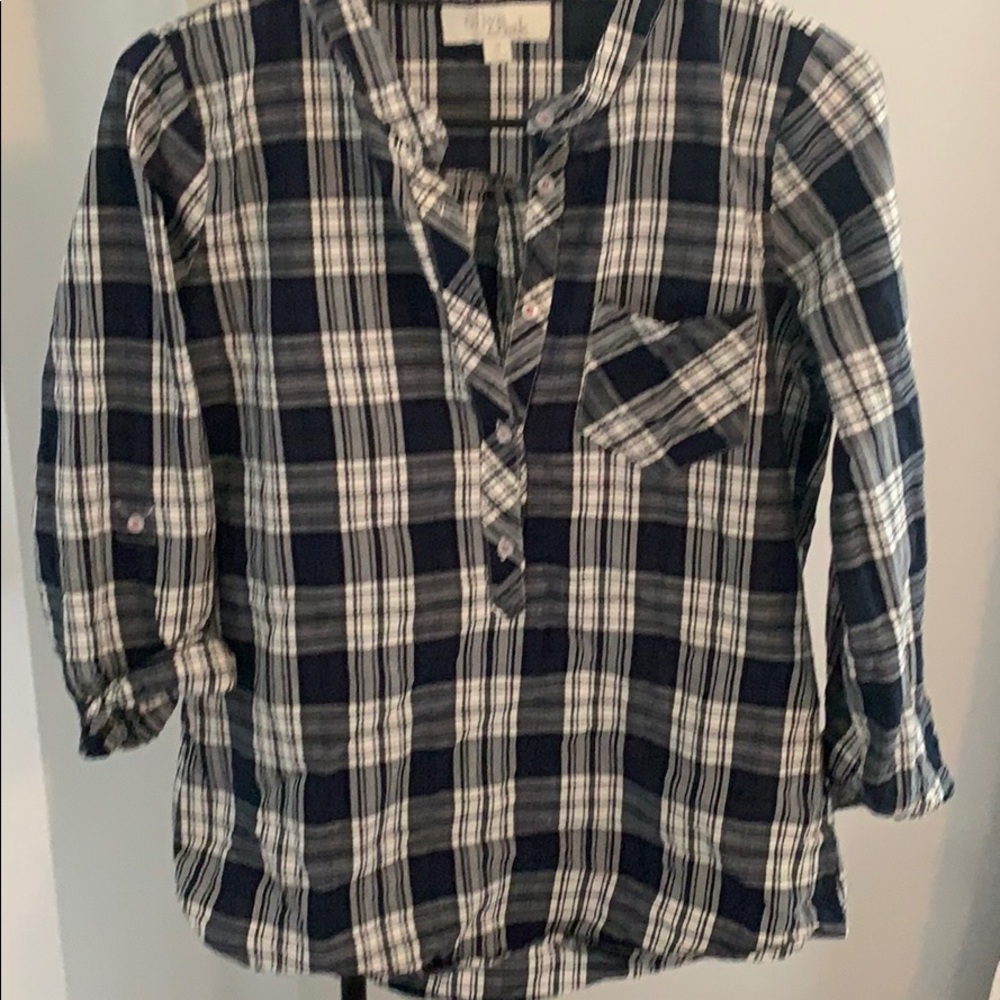 Blue white plaid shirt